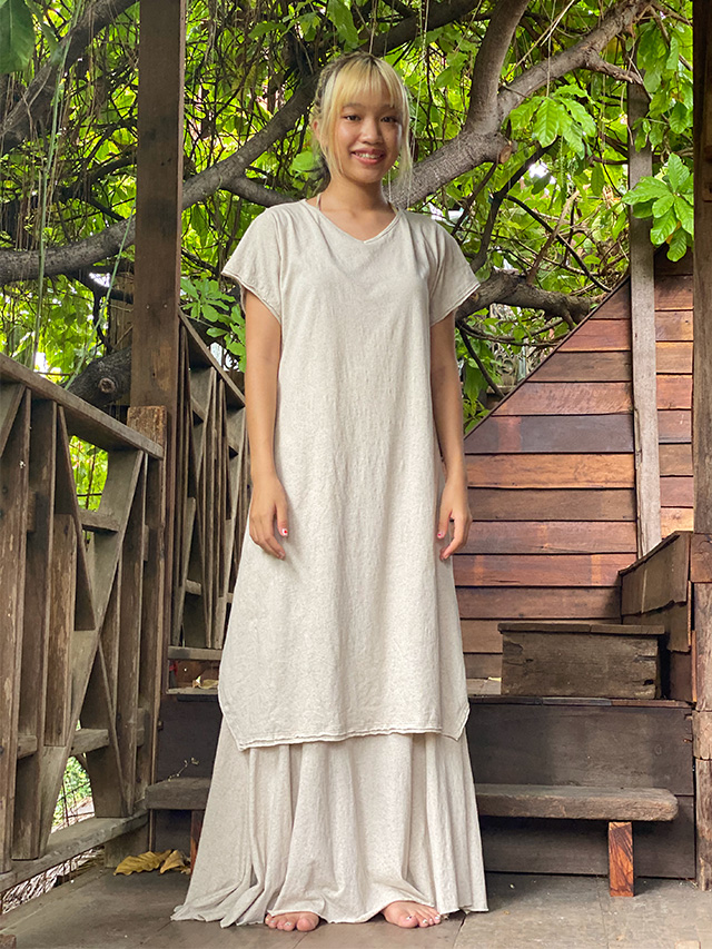 asana ヘンプコットン 薄手 チュニック ワンピース・きなり