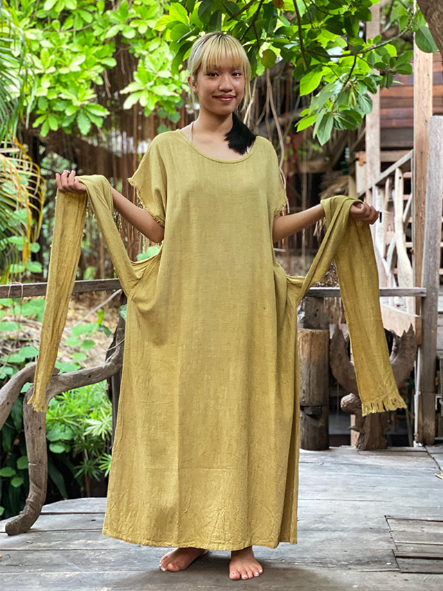 Asana Hemp100 テロテロ 帯付き ワンピース 草木染め パヤカ オンラインショップ