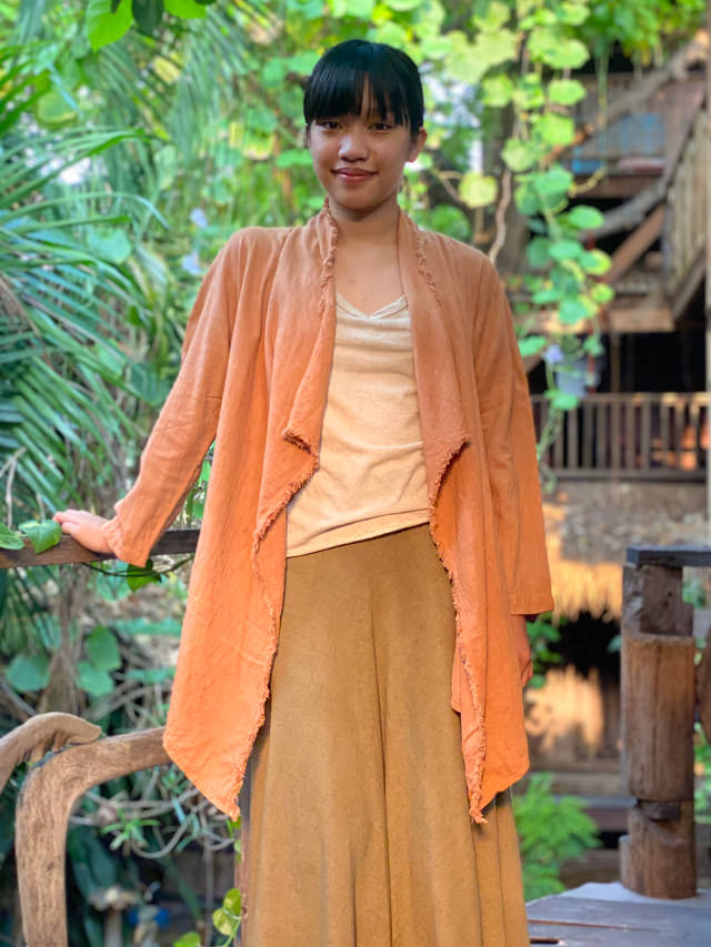 asana HEMP100% テロテロ NEW 麻女カーディガン・草木染め