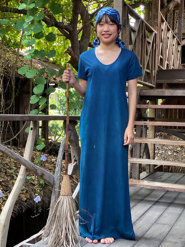 藍染】ヘンプコットン ロングワンピース 麻 一点もの パヤカ 等お好きな方