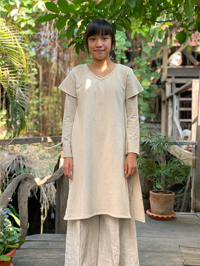 asana ヘンプコットン ふかふか サイドスリット チュニック・きなり