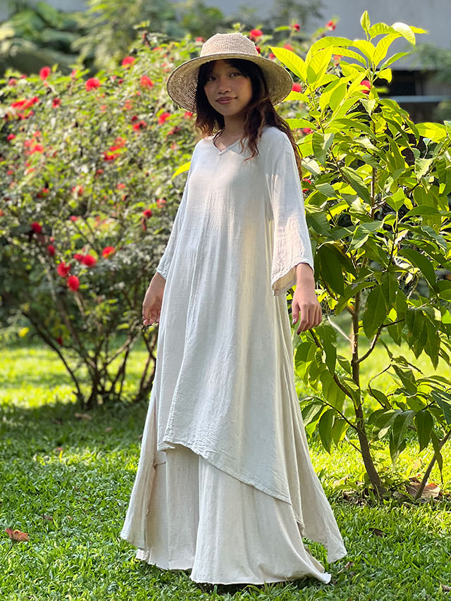 asana HEMP100% テロテロ フォレスト ロング ワンピース・きなり