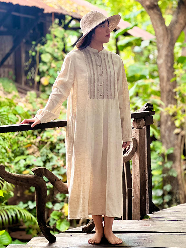 【新品・未使用】パヤカ HEMP100% テロテロ ロングワンピース きなり asana HEMP100% やわらか 帯付き ワンピース・きなり 【パヤカ