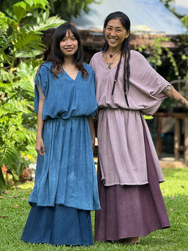asana HEMP100% テロテロ マルチ 縄文 ワンピース・草木染め