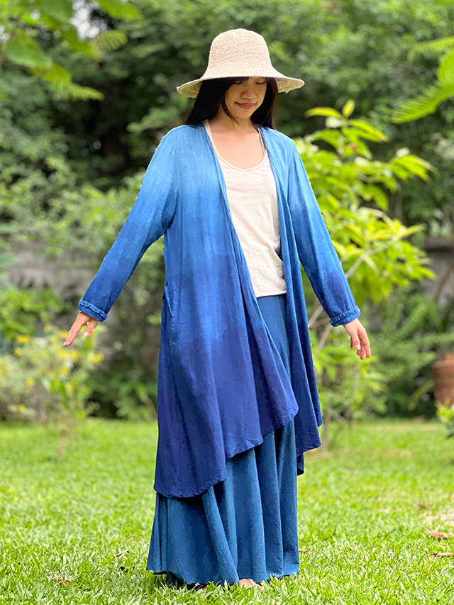 asana HEMP100% asana HEMP100% テロテロ ゆったり ロング カーディガンゆったり ロング カーディガン・草木染めグラデーション
