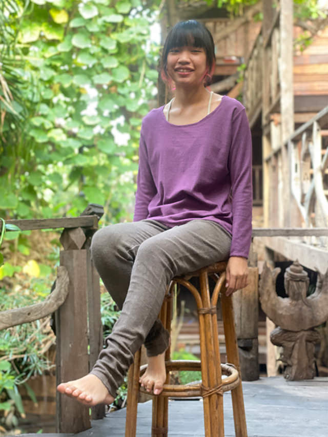 asana ヘンプコットン スウェット レギンス・草木染め