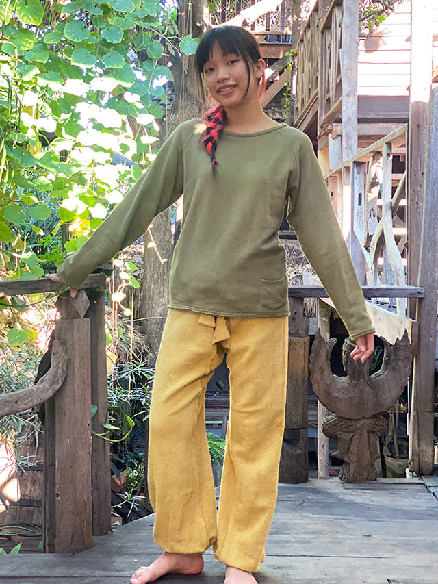 asana ヘンプコットン スウェット パイル タイパンツ・草木染め