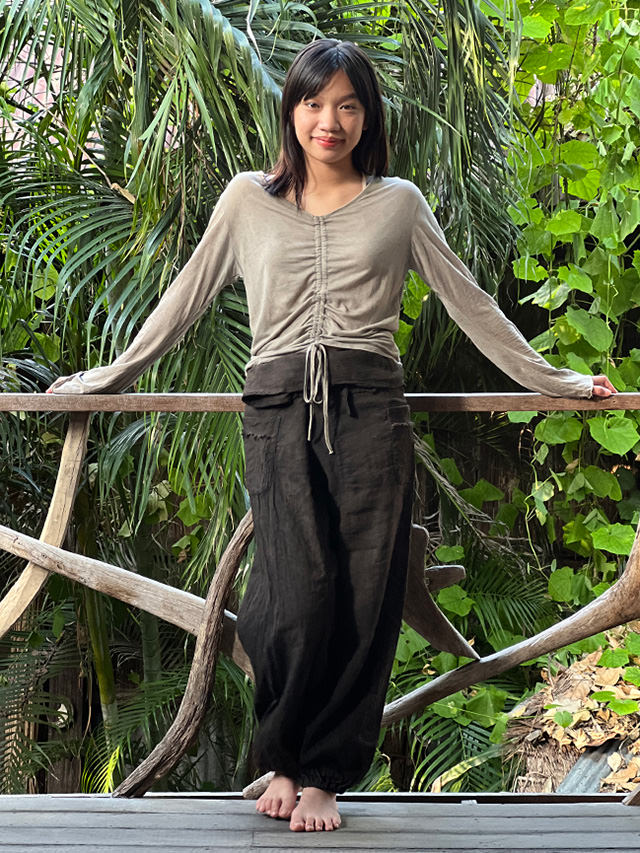 asana HEMP100% 厚手 タイパンツ・草木染め