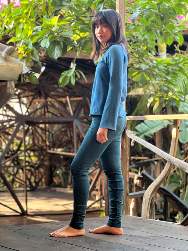 asana ヘンプコットン スウェット レギンス○草木染めインディゴ