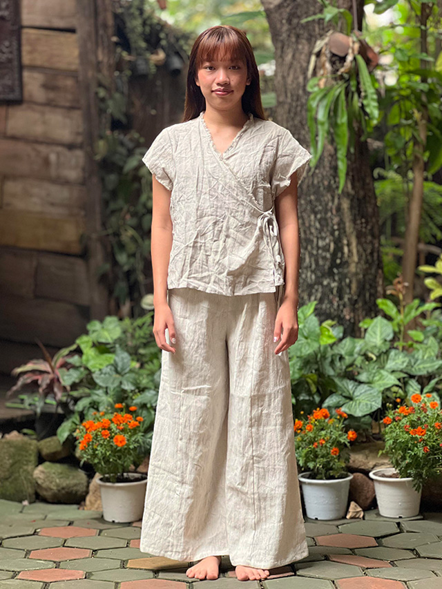 asana HEMP100% フレアー パンツ・きなり