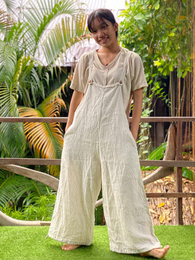 asana HEMP100% ゆったり サロペット・きなり