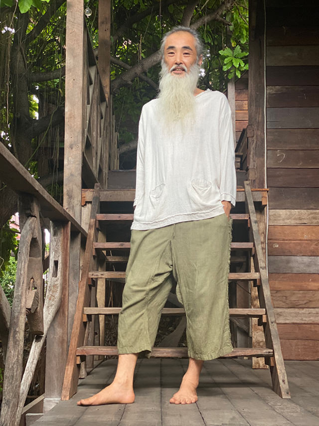 asana HEMP100% テロテロ フリンジ パンツ・草木染め