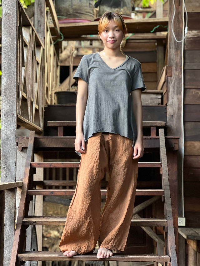 asana HEMP100% タイパンツ・草木染め