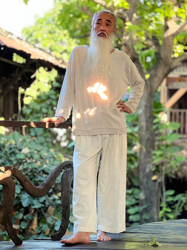 asana HEMP100% デニム風 フリンジ パンツ・きなり