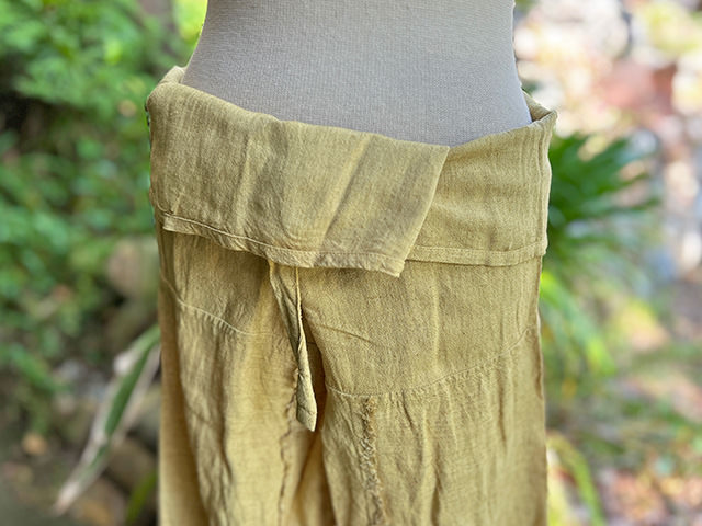 asana HEMP100% フリンジ タイパンツ・草木染め