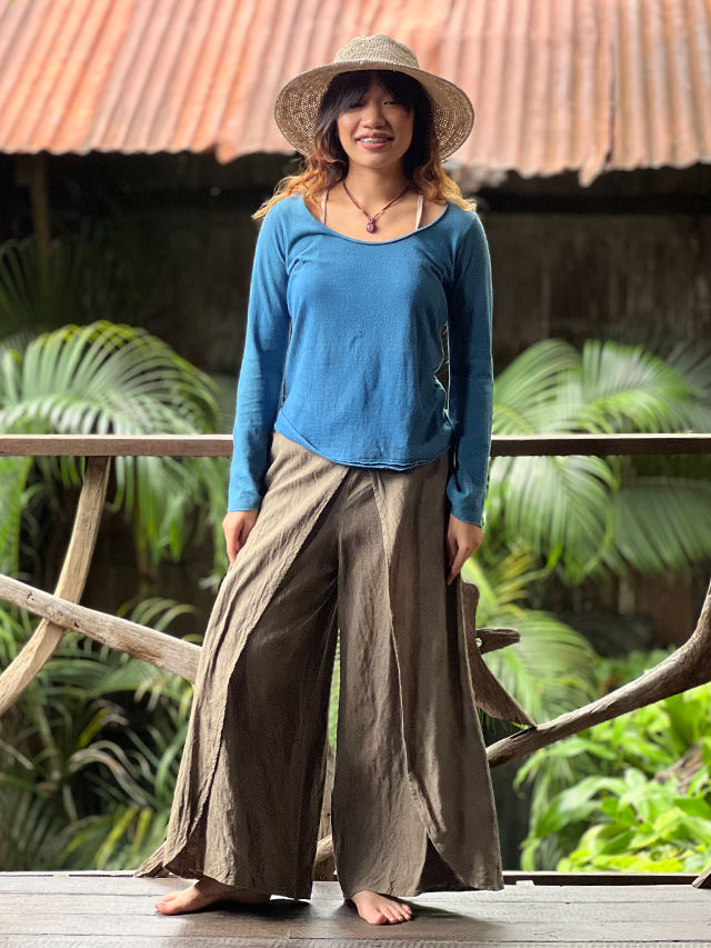 asana HEMP100% 巻きパンツ・草木染め