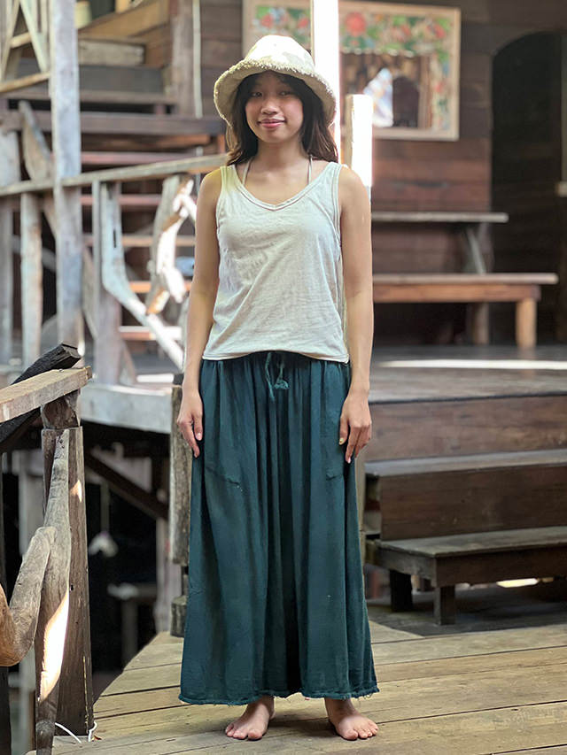 asana HEMP100% テロテロ パンツスカート・草木染め