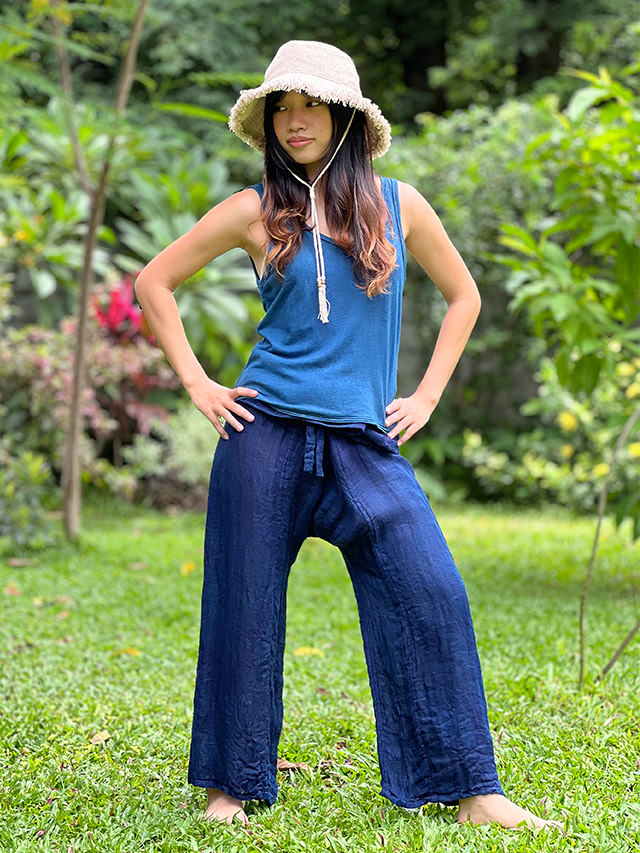 asana HEMP100% ふわふわ ガーゼ タイパンツ・草木染め