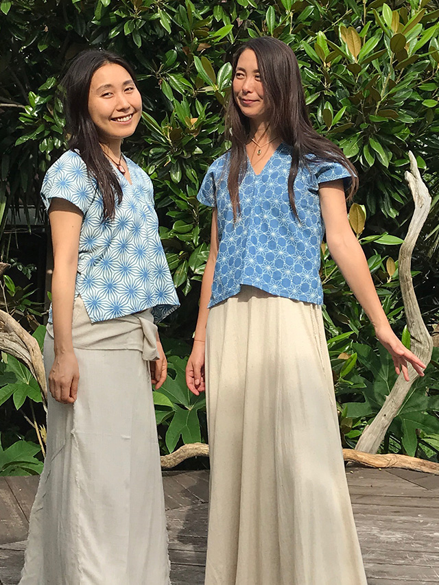 asana 麻柄プリント 貫頭衣 トップス