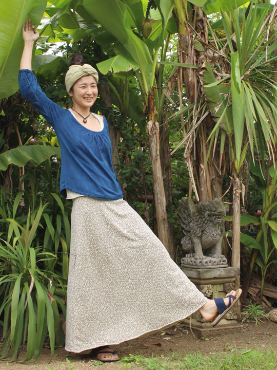 asana ロングスカート・プリント／プリント抜染