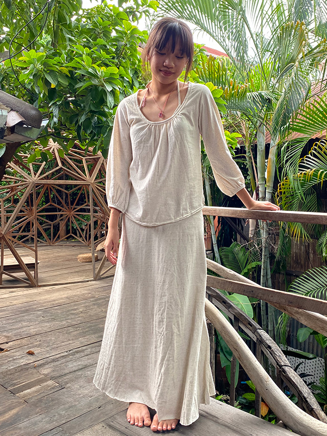 asana ヘンプコットン 厚手 カシュクール ロング カーディガン・きなり