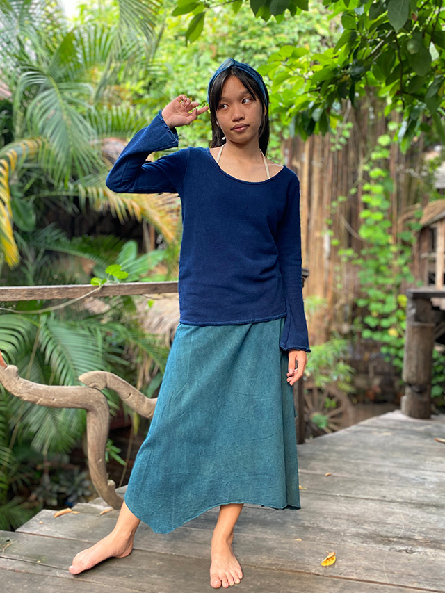 asana ヘンプコットン 2WAY スカート・草木染め 
