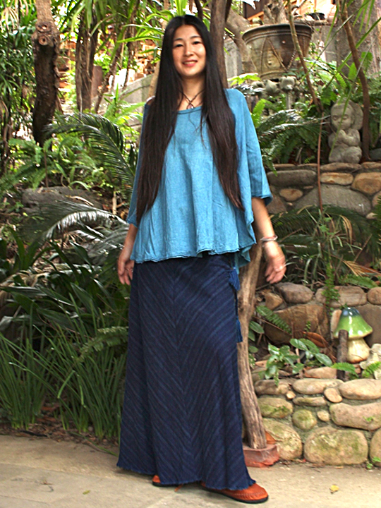 asana 手織りHEMPバイアススカート・草木染め