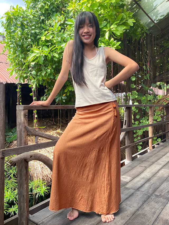 asana 紐付きロングスカート・草木染め