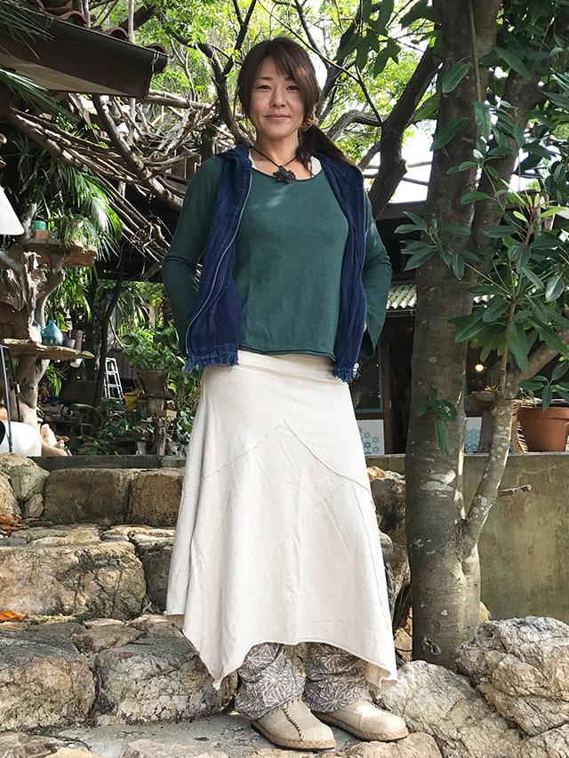 asana パッチワーク スカート・きなり