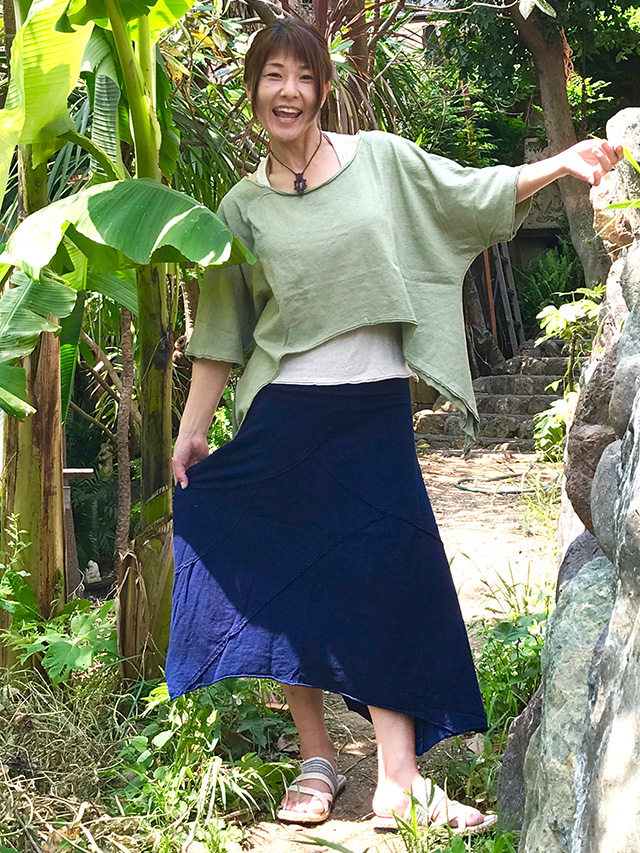 asana パッチワーク スカート・草木染め