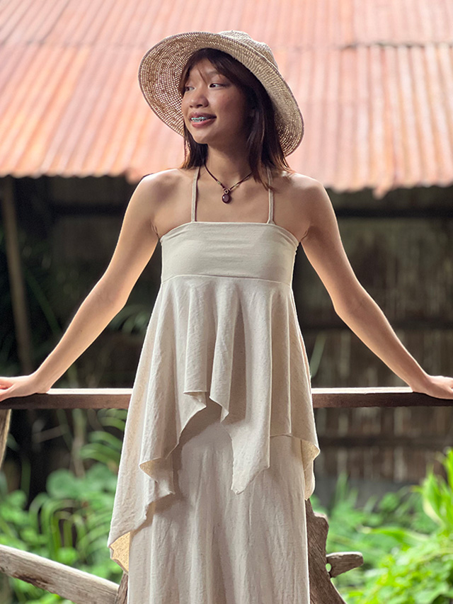 asana ヘンプコットン 厚手 ターザン 2WAY スカート・きなり