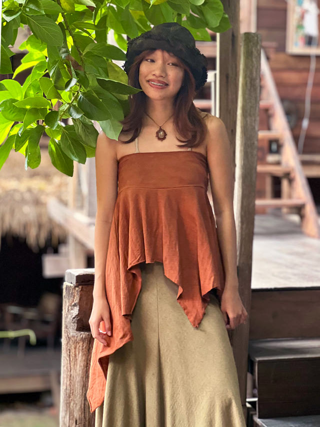 asana ヘンプコットン 厚手 ターザン 2WAY スカート・草木染め