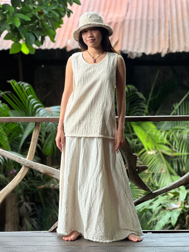 asana HEMP100% ロング スカート・きなり