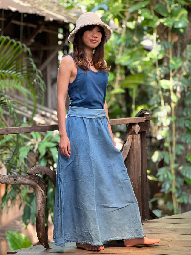 asana HEMP100% ロング スカート・草木染め