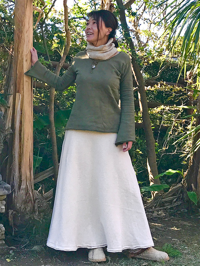 asana ふかふか フレアースカート・きなり