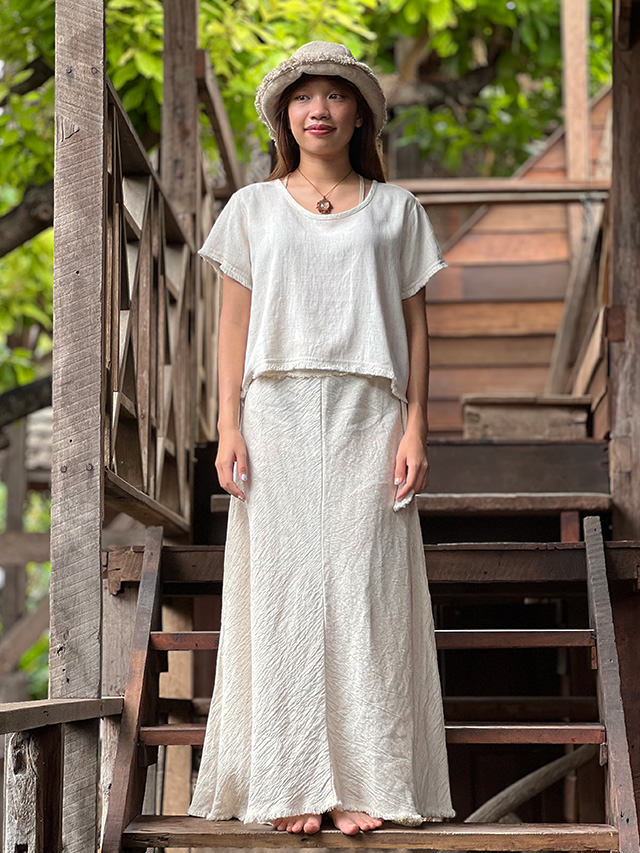 asana HEMP100% バイアス スカート・きなり