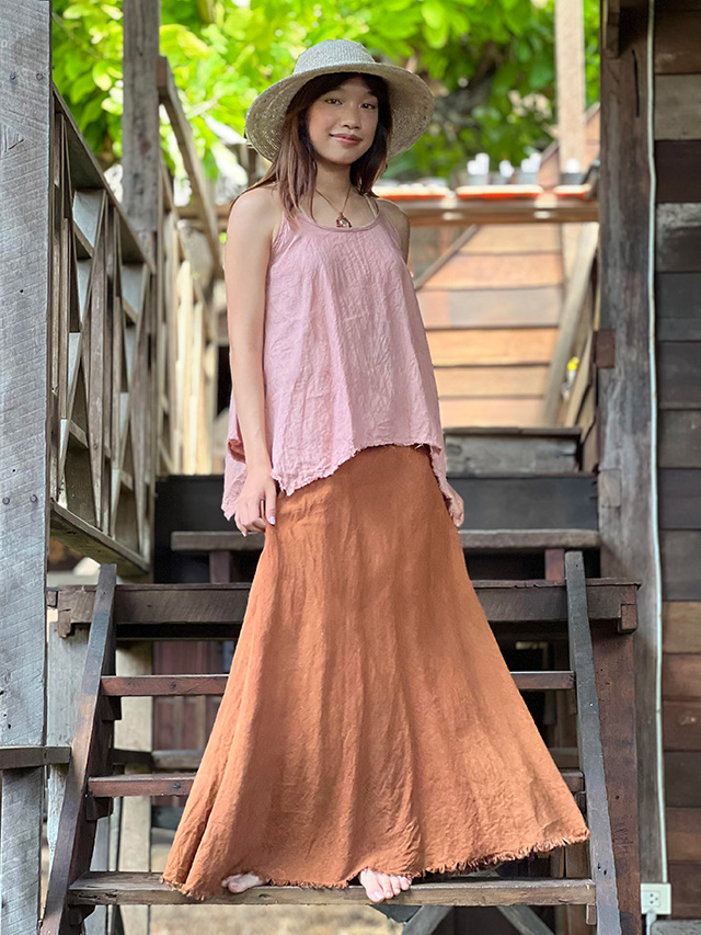 asana HEMP100% バイアス スカート・草木染め