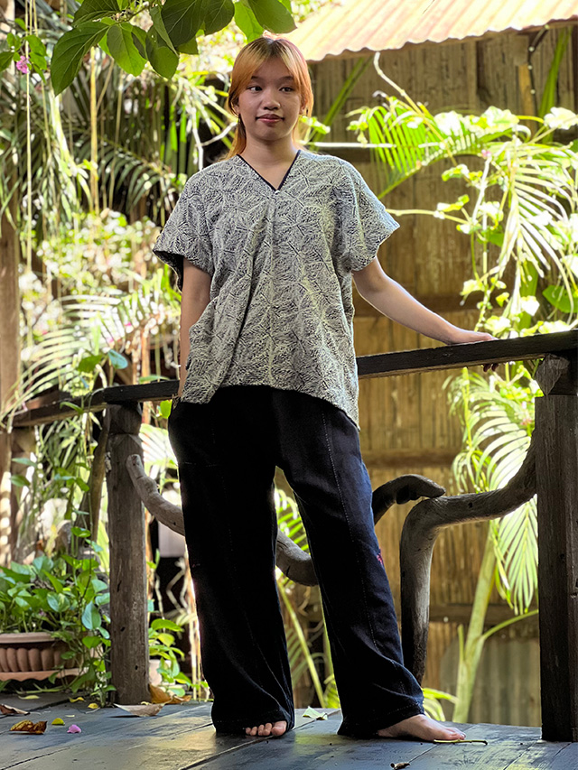 HEMP100% 麻柄 刺し子 貫頭衣