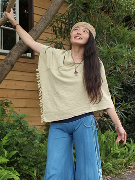 asana 手織りHEMPポンチョ・きなり