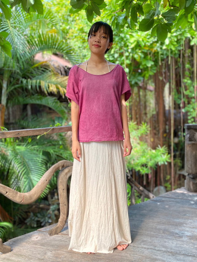 asana ヘンプコットン ゆったり Tee・草木染め