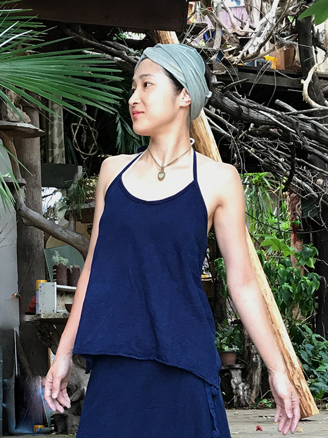 asana ゆったり わらびホルター・草木染め