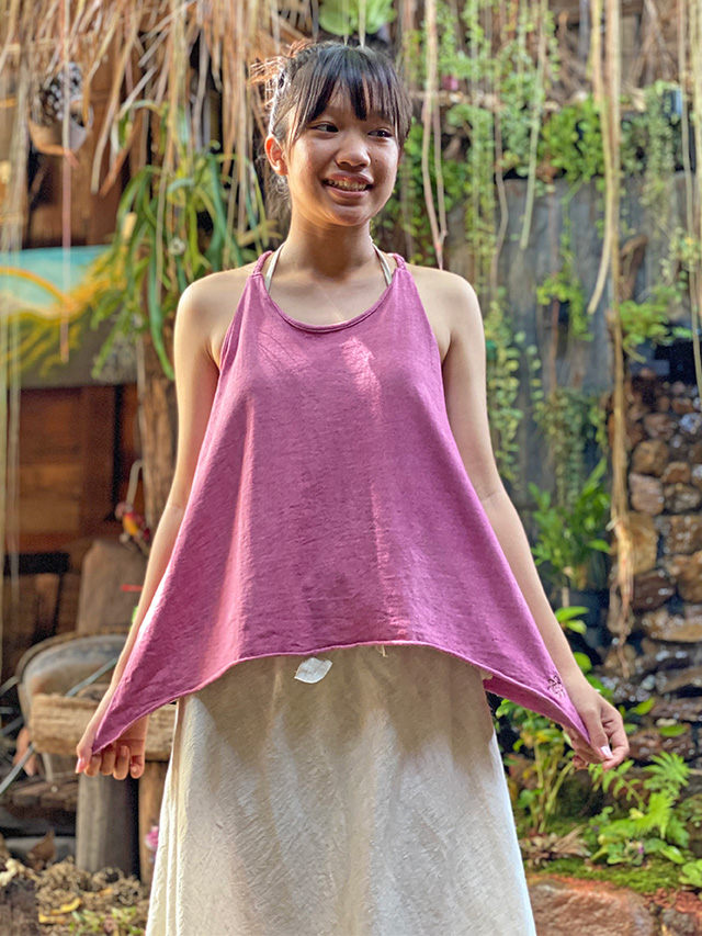 asana ヘンプコットン  三つ編み キャミソール・草木染め