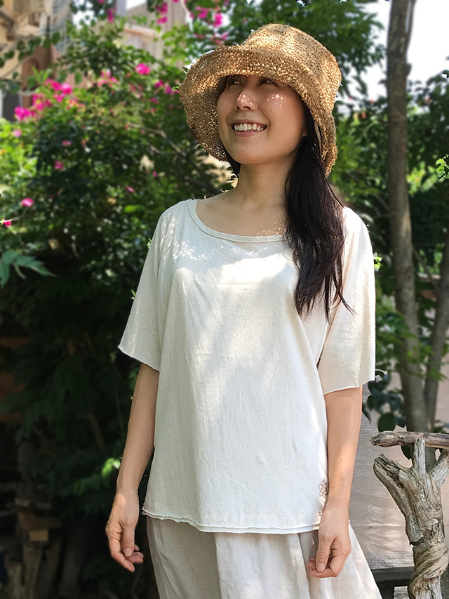 asana ゆったり 切り替えTee・きなり