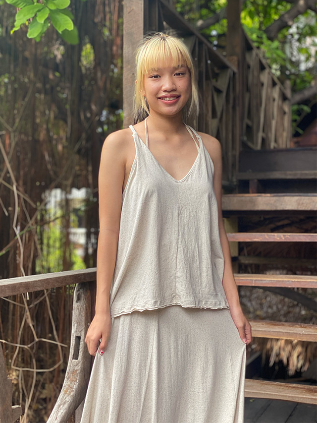 asana ヘンプコットン 薄手 三つ編み キャミソール・きなり