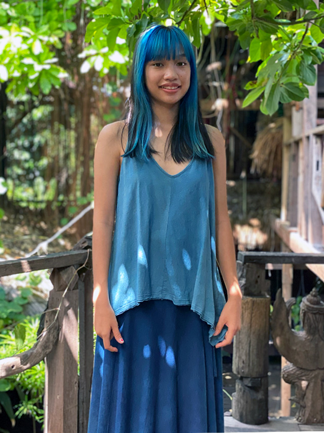 asana ヘンプコットン 薄手 三つ編み キャミソール・草木染め