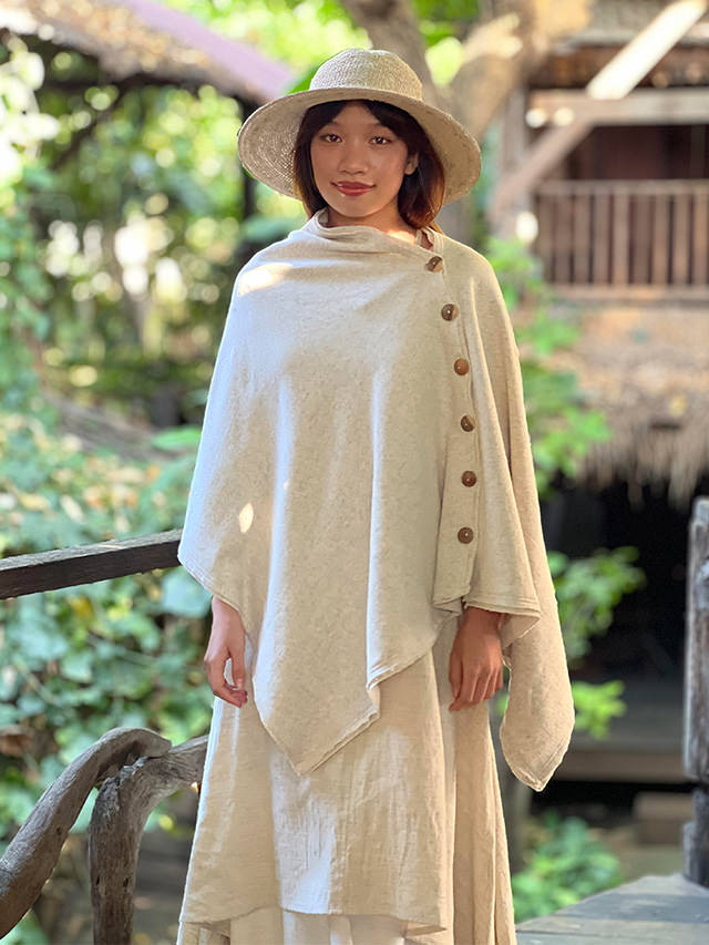 asana ヘンプコットン ふかふか 2WAY ポンチョ・きなり