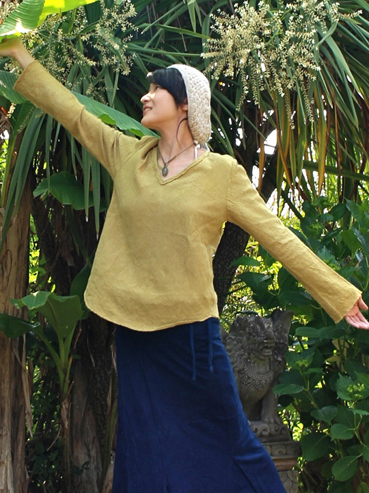 asana HEMP100% バイアス スリーブ・草木染め