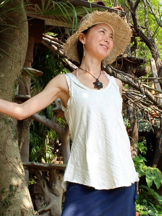 asana HEMP100% フレアータンク・きなり