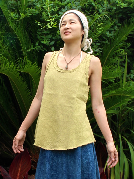 asana HEMP100% フレアータンク・草木染め