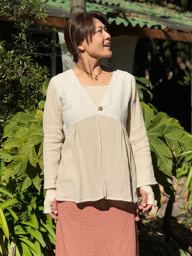 asana 切り替え ワンボタン カーディガン・きなり